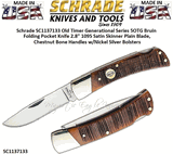 Schrade Knives SC1137133 Old Timer Generational Series 5OTG Bruin Folding Knife 2.8" 1095 Carbon Steel Satin Skinner Blade, Chestnut Bone Handles with Nickel Silver Bolsters  