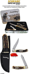 Schrade Knives SC1183282 Schrade Uncle Henry Fixed Blade Hunter & Black Nylon Sheath w/2 Folding Knives w/Staglon Handle