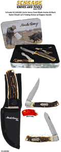 Schrade Knives SC1183282 Schrade Uncle Henry Fixed Blade Hunter & Black Nylon Sheath w/2 Folding Knives w/Staglon Handle