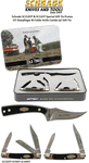 Schrade Knives SC1188055 Schrade Special Promo Tin SC152OT-SC34OT-SC104OT OT 3pc Fixed Blade Two Folders w/Rose Wood Handles