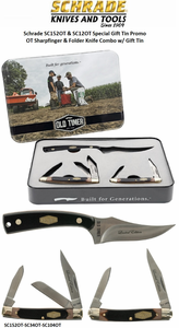 Schrade Knives SC1188055 Schrade Special Promo Tin SC152OT-SC34OT-SC104OT OT 3pc Fixed Blade Two Folders w/Rose Wood Handles Schrade Knives SC1188055 Schrade Special Promo Tin SC152OT-SC34OT-SC104OT OT 3pc Fixed Blade Two Folders w/Rose Wood Handles