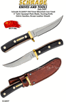 Schrade Knives SC160OT Old Timer Mountain Lion Fixed 5" Satin Upswept Plain Blade, Hunting Knife Delrin Handles, Brown Leather Sheath
