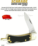 Schrade Knives SC1OT Old Timer Small Lockback Folding Pocket Knife, Sawcut Handles with Nickel Silver Bolsters, Brass Pins, and Shackle