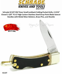 Schrade Knives SC1OT Old Timer Small Lockback Folding Pocket Knife, Sawcut Handles with Nickel Silver Bolsters, Brass Pins, and Shackle Schrade Knives SC1OT Old Timer Small Lockback Folding Pocket Knife, Sawcut Handles with Nickel Silver Bolsters, Brass Pins, and Shackle