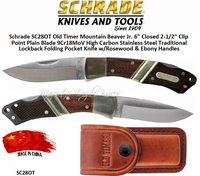 Schrade Knives SC28OT Old Timer Mountain Beaver Jr. 6" Closed 2-1/2" Clip Point Plain Blade 9Cr18MoV High Carbon Stainless Steel Traditional Lockback Folding Pocket Knife w/Rosewood & Ebony Handles Schrade Knives SC28OT Old Timer Mountain Beaver Jr. 6" Closed 2-1/2" Clip Point Plain Blade 9Cr18MoV High Carbon Stainless Steel Traditional Lockback Folding Pocket Knife w/Rosewood & Ebony Handles