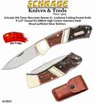 Schrade Knives SC29OT Old Timer Mountain Beaver Sr. Lockback Folder Pocket Knife 4.5" Closed 3-1/8" 9Cr18MoV High Carbon Stainless Steel Plain Blade, Handle is Wood with Nickel Silver Bolsters