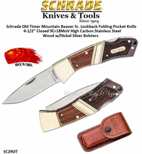 Schrade Knives SC29OT Old Timer Mountain Beaver Sr. Lockback Folder Pocket Knife 4.5" Closed 3-1/8" 9Cr18MoV High Carbon Stainless Steel Plain Blade, Handle is Wood with Nickel Silver Bolsters Schrade Knives SC29OT Old Timer Mountain Beaver Sr. Lockback Folder Pocket Knife 4.5" Closed 3-1/8" 9Cr18MoV High Carbon Stainless Steel Plain Blade, Handle is Wood with Nickel Silver Bolsters