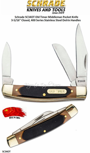 Schrade Knives SC34OT Old Timer Middleman 5.7in S.S. Traditional Folding Knife with 2.4in Clip Point Blade and Sawcut Handle for Outdoor, Hunting, Camping and EDC Schrade Knives SC34OT Old Timer Middleman 5.7in S.S. Traditional Folding Knife with 2.4in Clip Point Blade and Sawcut Handle for Outdoor, Hunting, Camping and EDC