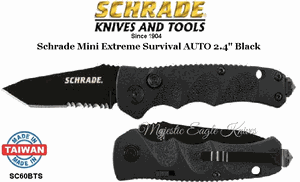 Schrade Knives SC60BTS Schrade Extreme Survival AUTO 3.3" Black Tanto Combo Blade, Aluminum Handled Knife