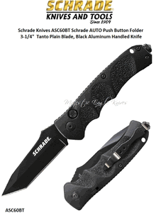 Schrade Knives SC60BT Schrade Extreme Survival AUTO 3.3" Black Tanto Plain Blade, Aluminum Handled Knife