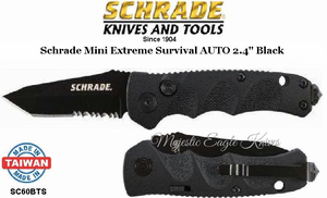 Schrade Knives SC60BTS Schrade Extreme Survival AUTO 3.3" Black Tanto Combo Blade, Aluminum Handled Knife Schrade Knives SC60BTS Schrade Extreme Survival AUTO 3.3" Black Tanto Combo Blade, Aluminum Handled Knife