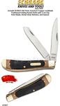 Schrade Knives SC94OT Old Timer Gunstock Trapper Folding Pocket Knife, 3-78" Closed 3" 7Cr17 High Carbon Stainless Steel Clip Point Blade and Spey Blade Sawcut Handles with Nickel Silver Bolsters, Brass Pins