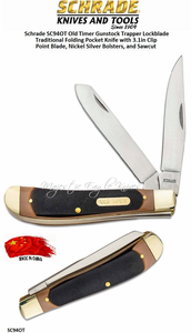 Schrade Knives SC94OT Old Timer Gunstock Trapper Folding Pocket Knife, 3-78" Closed 3" 7Cr17 High Carbon Stainless Steel Clip Point Blade and Spey Blade Sawcut Handles with Nickel Silver Bolsters, Brass Pins Schrade Knives SC94OT Old Timer Gunstock Trapper Folding Pocket Knife, 3-78" Closed 3" 7Cr17 High Carbon Stainless Steel Clip Point Blade and Spey Blade Sawcut Handles with Nickel Silver Bolsters, Brass Pins