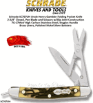 Schrade Knives SC707UH Uncle Henry Gambler Folding Pocket Knife 2-1/4" Closed, 1-5/8" 7Cr17MoV High Carbon Stainless Steel, Pen Blade and Scissors w/Slip Joint Construction Staglon Handle Brass Liners, Polished Nickel Silver Bolsters