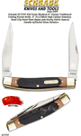 Schrade Knives SC77OT Old Timer Muskrat Folding Pocket Knife, 3" 7Cr17 High Carbon Stainless Steel Duel Clip Point Blades, Sawcut Delrin Handles, Nickel Silver Bolsters, Brass Pins