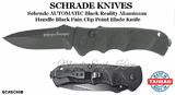 Schrade SCASC60B AUTOMATIC Black Reality Handle Black 3.3" Plain Clip Point Blade, Aluminum Handled Knife 