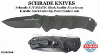 Schrade SCASC60B AUTOMATIC Black Reality Handle Black 3.3" Plain Clip Point Blade, Aluminum Handled Knife Schrade SCASC60B AUTOMATIC Black Reality Handle Black 3.3" Plain Clip Point Blade, Aluminum Handled Knife