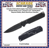 Schrade Knives SCH1136253 Alpha Class Entice AUTO Folding Pocket Knife 4-1/2" Closed 3-1/2" S35VN Black Bayonet Blade, Black Aluminum Handles 