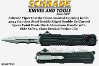 Schrade Knives SCHOTF3C Schrade Viper 3 OTF Assisted 3.5" Bead Blast Plain Double Edge Recurve Blade, Gray Aluminum Handled Knife Schrade Knives SCHOTF3C Schrade Viper 3 OTF Assisted 3.5" Bead Blast Plain Double Edge Recurve Blade, Gray Aluminum Handled Knife