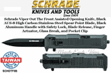 Schrade Knives SCHOTF8B Schrade Viper Out The Front Assisted Opening Knife Double Edged Spear Point Plain Blade Aluminum Handle