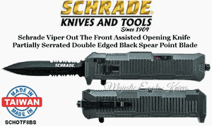 Schrade Knives SCHOTF8BS Schrade Viper Out The Front Assisted Opening Knife Combo Double Edged Spear Point Blade