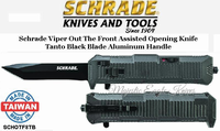 Schrade Knives SCHOTF8TB Schrade Viper Out The Front Assisted Opening Knife Double Edged Tanto Plain Blade Aluminum Handle Schrade Knives SCHOTF8TB Schrade Viper Out The Front Assisted Opening Knife Double Edged Tanto Plain Blade Aluminum Handle