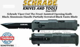 Schrade Knives SCHOTF8TBS Schrade Viper Out The Front Assisted Opening Knife Combo Double Edged Tanto Blade Aluminum Handle