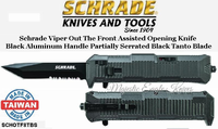Schrade Knives SCHOTF8TBS Schrade Viper Out The Front Assisted Opening Knife Combo Double Edged Tanto Blade Aluminum Handle Schrade Knives SCHOTF8TBS Schrade Viper Out The Front Assisted Opening Knife Combo Double Edged Tanto Blade Aluminum Handle