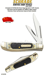Schrade Knives Schrade SC72OTB Old Timer Dog Leg Jack 5-1/8" Closed, 2-1/8" Clip Point and Pen Blades 9Cr18MoV High Carbon Stainless Steel w/Genuine Sawcut Bone Handle