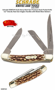 Schrade Knives SC897UH Uncle Henry Next Gen Premium Stockman Pocket Knife 6.2" Overall, Next Gen Staglon Handles with Nickel Silver Bolsters Schrade Knives SC897UH Uncle Henry Next Gen Premium Stockman Pocket Knife 6.2" Overall, Next Gen Staglon Handles with Nickel Silver Bolsters