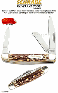 Schrade Knives Schrade SC807UH Uncle Henry Next Gen Junior Folding Pocket Knife 4.8" Overall, Next Gen Staglon Handles w/Nickel Silver Bolsters