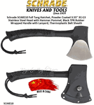 Schrade Knives Schrade SCAXE10 Full Tang Hatchet, Powder Coated 3.55" 3Cr13 Stainless Steel Head with Hammer Pommel, Black TPR Rubber Wrapped Handle with Lanyard, Thermoplastic Belt Sheath