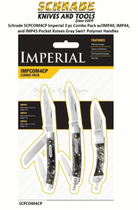 Schrade Knives SCPCOM4CP Schrade Imperial 3 pc Combo Pack w/IMP40, IMP44, and IMP45 Pocket Knives Gray Swirl  Polymer Handles