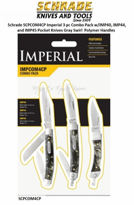 Schrade Knives SCPCOM4CP Schrade Imperial 3 pc Combo Pack w/IMP40, IMP44, and IMP45 Pocket Knives Gray Swirl Polymer Handles Schrade Knives SCPCOM4CP Schrade Imperial 3 pc Combo Pack w/IMP40, IMP44, and IMP45 Pocket Knives Gray Swirl Polymer Handles