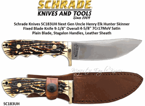 Schrade Knives The 183UH Uncle Henry Elk Hunter Skinner Full Tang Drop Point Fixed Blade Knife