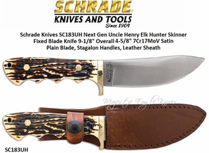 Schrade Knives The 183UH Uncle Henry Elk Hunter Skinner Full Tang Drop Point Fixed Blade Knife