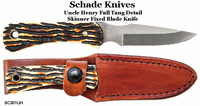 Schrade Knives The 301UH Uncle Henry Caping Fixed Blade Hunting Knife 3.12" Satin Plain Blade, Staglon Handles, Leather Sheath Schrade Knives The 301UH Uncle Henry Caping Fixed Blade Hunting Knife 3.12" Satin Plain Blade, Staglon Handles, Leather Sheath