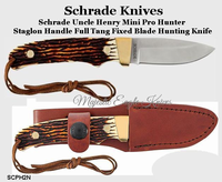 Schrade Knives The SCPH2N Uncle HenryĹ˝ Mini Pro HunterĹ˝ Full Tang Fixed Blade Knife Staglon Handles, Leather Sheath Schrade Knives The SCPH2N Uncle HenryĹ˝ Mini Pro HunterĹ˝ Full Tang Fixed Blade Knife Staglon Handles, Leather Sheath