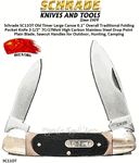Schrade SC11OT Old Timer Large Canoe 6.1" Overall Traditional Folding Pocket Knife 2-1/2" 7Cr17MoV High Carbon Stainless Steel Drop Point Plain Blade, Sawcut Handles for Outdoor, Hunting, Camping