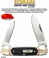 Schrade SC11OT Old Timer Large Canoe 6.1" Overall Traditional Folding Pocket Knife 2-1/2" 7Cr17MoV High Carbon Stainless Steel Drop Point Plain Blade, Sawcut Handles for Outdoor, Hunting, Camping Schrade SC11OT Old Timer Large Canoe 6.1" Overall Traditional Folding Pocket Knife 2-1/2" 7Cr17MoV High Carbon Stainless Steel Drop Point Plain Blade, Sawcut Handles for Outdoor, Hunting, Camping