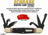 Schrade SC24OT Old Timer Splinter Carvin Traditional Pocket Knife 65Mn Carbon Steel 6 Peace Tools Sawcut Handles w/Nickel Silver Bolsters Schrade SC24OT Old Timer Splinter Carvin Traditional Pocket Knife 65Mn Carbon Steel 6 Peace Tools Sawcut Handles w/Nickel Silver Bolsters