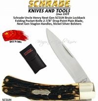 Schrade SC5UH Uncle Henry Next Gen Bruin Lockback Folding Pocket Knife 2.8" Drop Point Blade, Next Gen Staglon Handles, Nickel Silver Bolsters Schrade SC5UH Uncle Henry Next Gen Bruin Lockback Folding Pocket Knife 2.8" Drop Point Blade, Next Gen Staglon Handles, Nickel Silver Bolsters