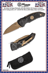 SIG Sauer by Hogue SIG16100 SIG Sauer by Hogue Elishewitz A01-MicroSwitch SIG Emperor Scorpion AUTO Folding Knife 2.75" 154CM FDE Wharncliffe Blade, Black G10 Handles