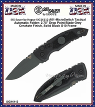 SIG Sauer by Hogue SIG16112 A01-MicroSwitch Tactical Automatic Folder: 2.75" Drop Point Blade - Grey Cerakote Finish, Solid Black G10 Frame SIG Sauer by Hogue SIG16112 A01-MicroSwitch Tactical Automatic Folder: 2.75" Drop Point Blade - Grey Cerakote Finish, Solid Black G10 Frame
