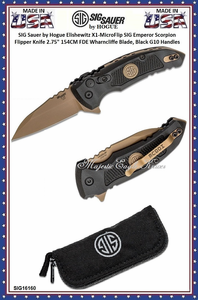 SIG Sauer by Hogue SIG16160 SIG Sauer by Hogue Elishewitz X1-MicroFlip SIG Emperor Scorpion Flipper Knife 2.75" 154CM FDE Wharncliffe Blade, Black G10 Handles SIG Sauer by Hogue SIG16160 SIG Sauer by Hogue Elishewitz X1-MicroFlip SIG Emperor Scorpion Flipper Knife 2.75" 154CM FDE Wharncliffe Blade, Black G10 Handles