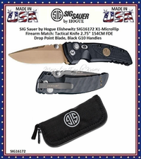 SIG Sauer by Hogue SIG16172 SIG Sauer by Hogue Elishewitz SIG X-1 Microflip Tactical Flipper: 2.75" Drop Point Blade Grey Cerakote Finish Solid Black G10 Handles SIG Sauer by Hogue SIG16172 SIG Sauer by Hogue Elishewitz SIG X-1 Microflip Tactical Flipper: 2.75" Drop Point Blade Grey Cerakote Finish Solid Black G10 Handles