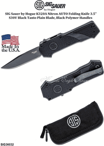 SIG Sauer by Hogue SIG36032 SIG Sauer by Hogue Compound Tactical OTF AUTO Folding Knife 3.5" CPM-S30V Gray Cerakote Clip Point Blade, Black Aluminum Handle with G10 Scales 
