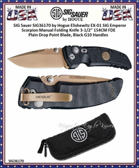 SIG Sauer by Hogue SIG36170 SIG Emperor Scorpion Black G10 Handles Manual Folding Knife SIG Sauer by Hogue SIG36170 SIG Emperor Scorpion Black G10 Handles Manual Folding Knife