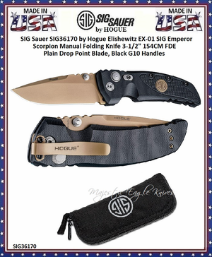SIG Sauer by Hogue SIG36170 SIG Emperor Scorpion Black G10 Handles Manual Folding Knife
