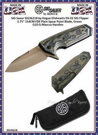 SIG Sauer by Hogue SIG36218 SIG Green G10 G-Mascus Handled Flipper Folding Pocket Knife SIG Sauer by Hogue SIG36218 SIG Green G10 G-Mascus Handled Flipper Folding Pocket Knife
